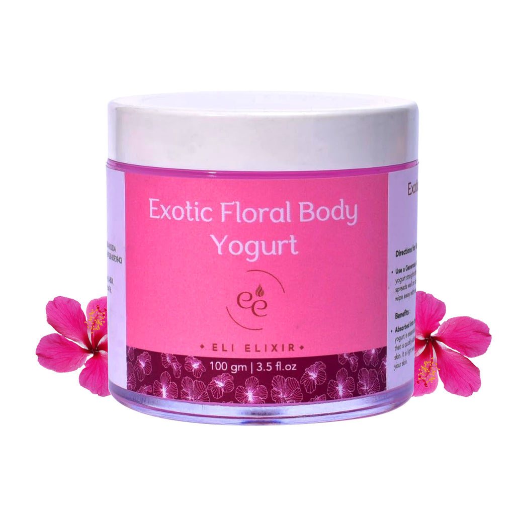 Eli Elixir Exotic Floral Body Yogurt With Hibiscus Extract, Shea Butter, Safflower Oil For Dry To Very Dry Skin, Lightweight Hydration, Non Sticky, Non Greasy - ELI ELIXIR