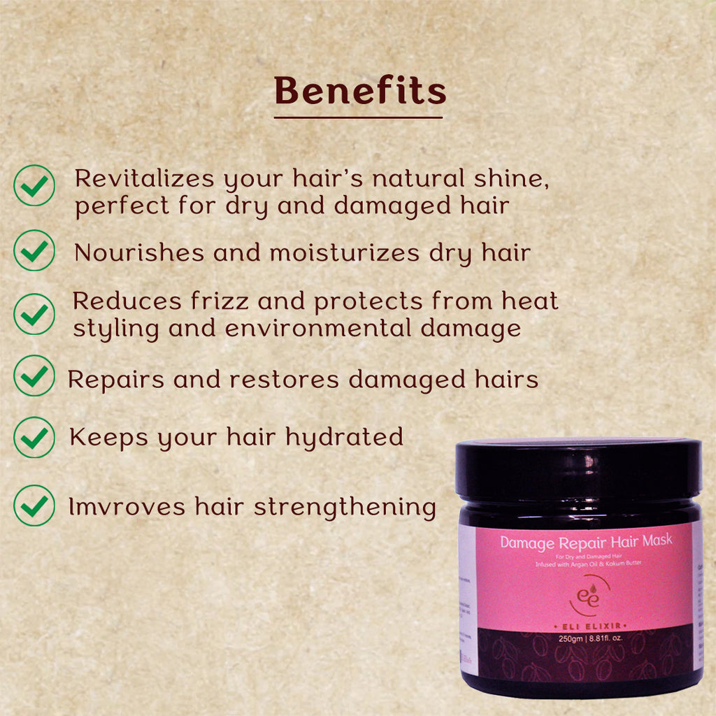 Intensive Damage Repair Hair Mask: Restore Softness and Shine to Damaged Hair with Rich Conditioning Ingredients - ELI ELIXIR