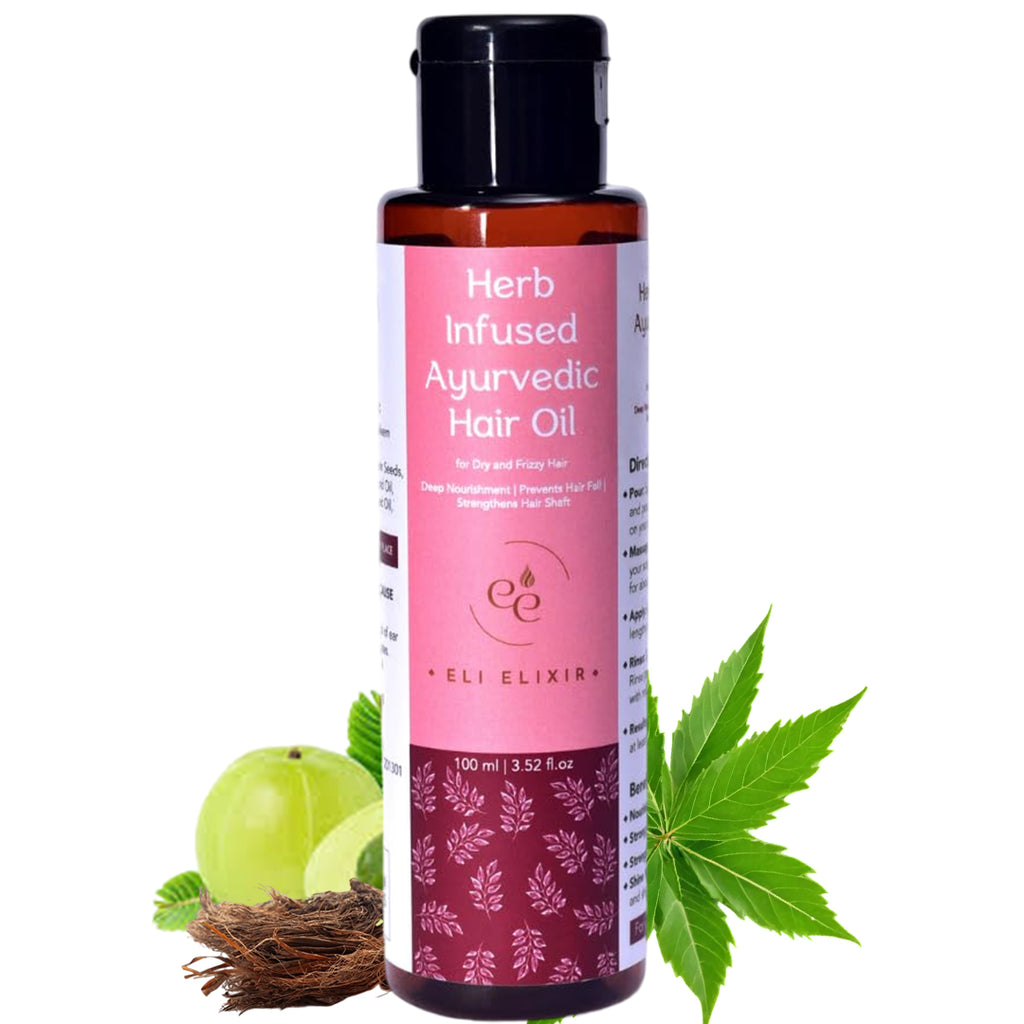 Herb Infused Ayurvedic Hair Oil for Dry and Frizzy Hair - ELI ELIXIR